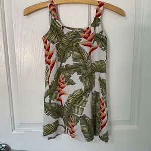 Vintage Bishop St Hawaiian Dress Hula Girl Floral Aloha Palm Tree Tropical Sz 5